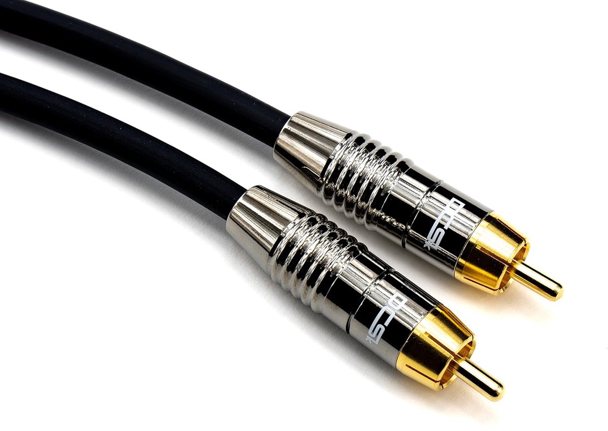 Audio Subwoofer Kabel 1,5m Verguld en Drievoudig Afgeschermd - RCA naar RCA