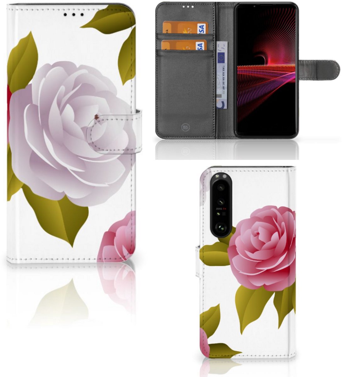 Book Case voor Sony Xperia 1 III Hoesje Roses
