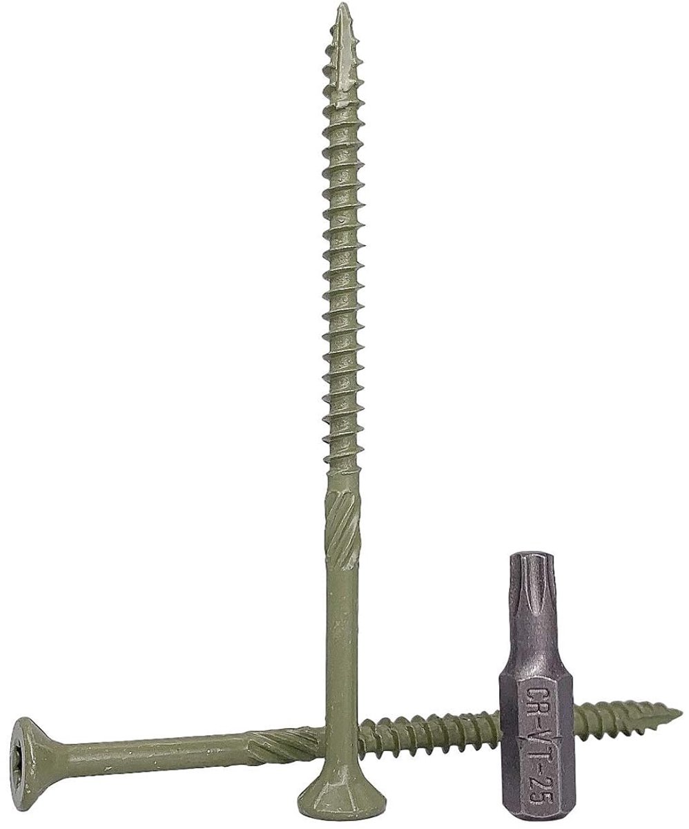 Pack van 100 stuks groene anti-corrosie houten terrasschroeven 4,5x80 mm met torx-kop