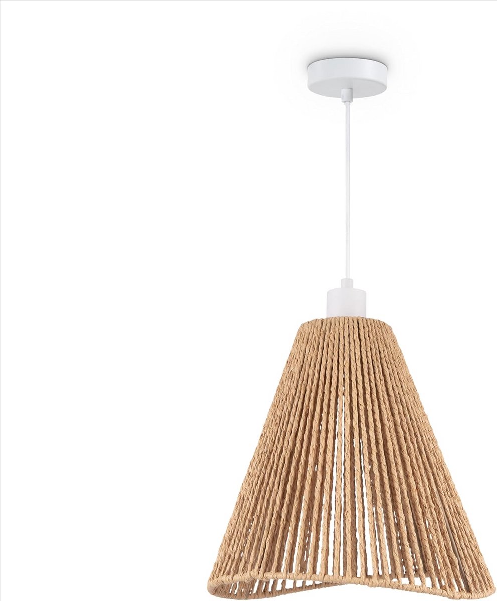 Witte Boho Hanglamp van Papier voor Woonkamer, Eetkamer of Keuken - E27 Fitting