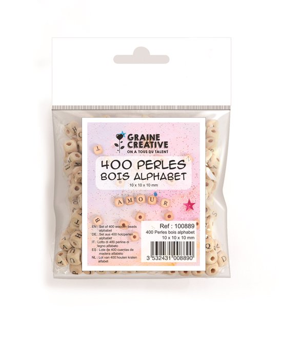 Graine Creative houten alfabet kralen educatief speelgoed 400 stuks.