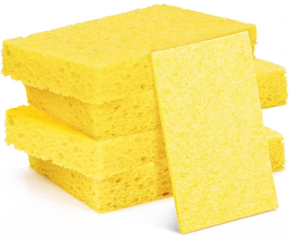Reinigingspons Set van 5 Stuks - Natuurlijke Cellulose - Gecomprimeerde Afmeting