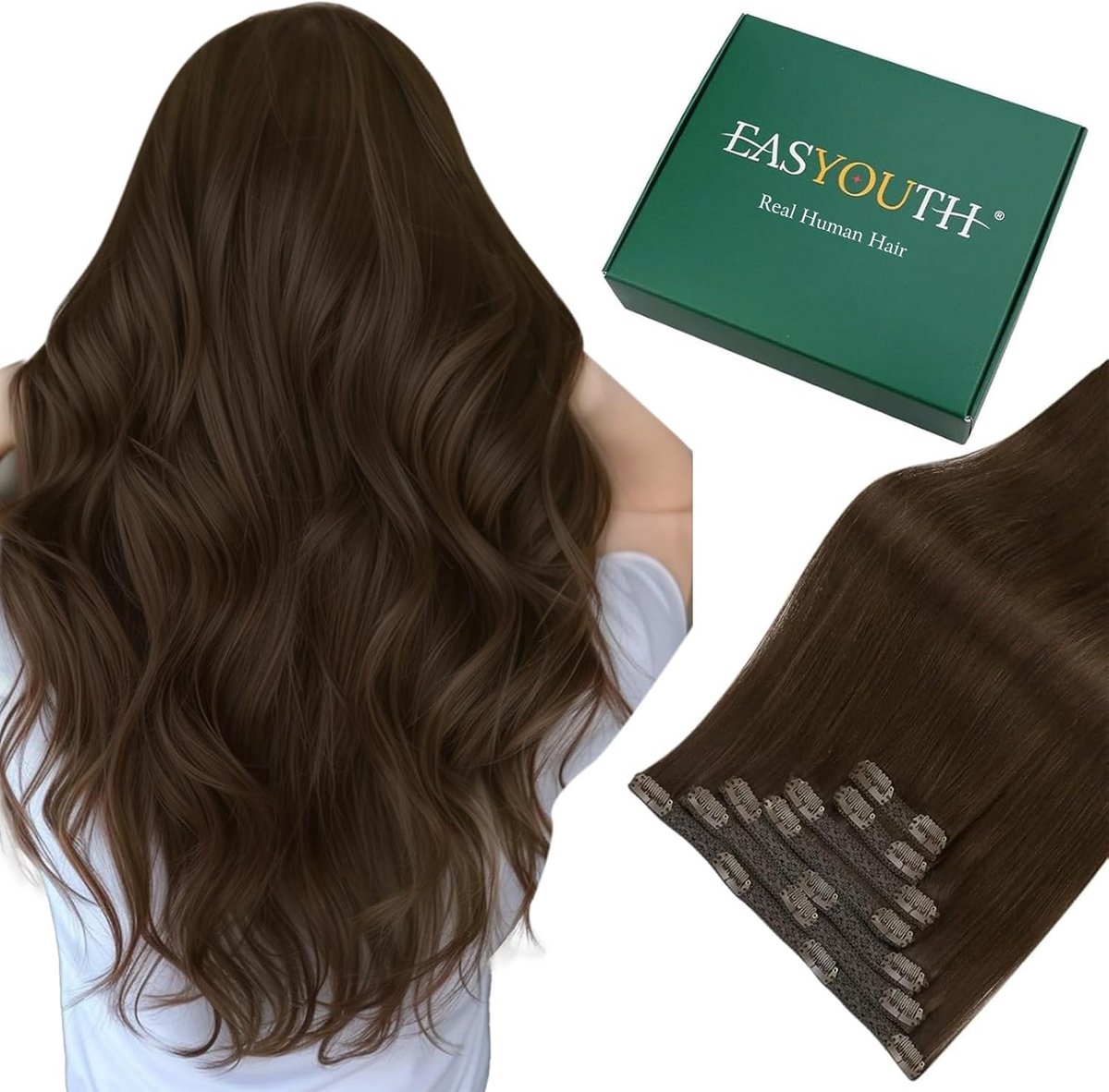 Clip-in Haarverlenging Echt Haar 35cm 70g 7 Delen - Dubbele Strengen Remy Menselijk Haar