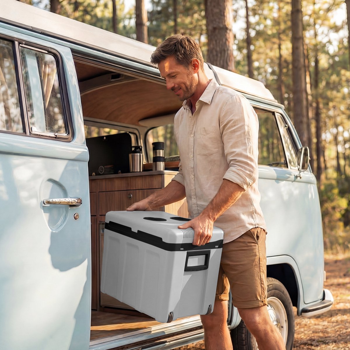 Auronic Koelbox Elektrisch 12V en 230 volt - 40L - Auto - Camping Koelkast - Koelen en Verwarmen - Frigobox - Lichtgrijs – foto 4