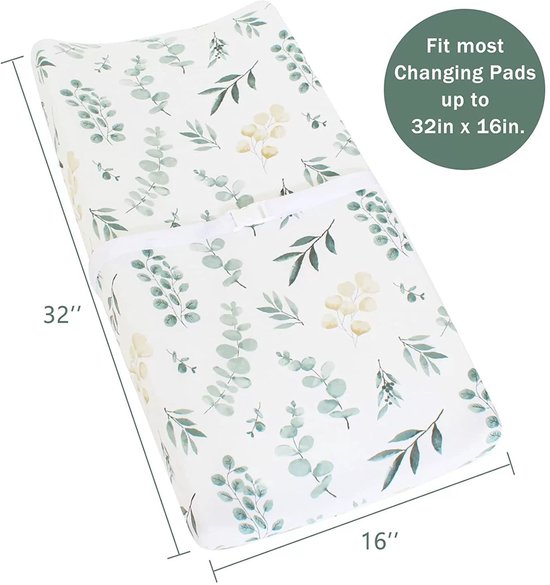 Baby Aankleedkussenhoes - 40x80 cm - Zacht en Ademend - Universele Baby Aankleedhoes voor Platte en Gebogen Matten - Zachte Rekbare Stof - Groen — afbeelding 4