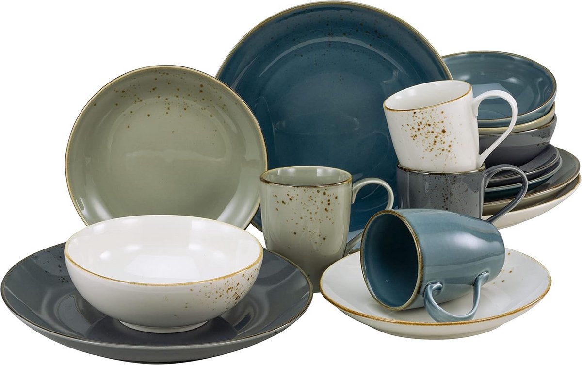 Servies 16-delig Stoneware Scandinavische Stijl Vier Persoon