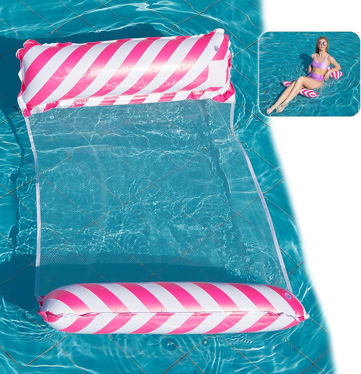 Opblaasbare Waterhangmat Luchtbed 4-in-1 Loungestoel voor Zwembad en Strand