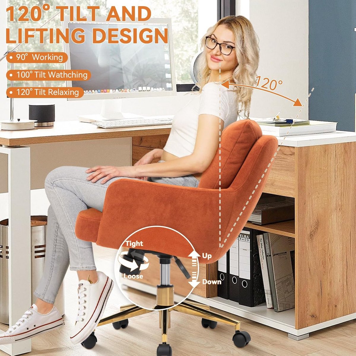 Ergonomische Bureaustoel met Wielen en Armleuningen in Hoogte Verstelbaar thumbnail 2