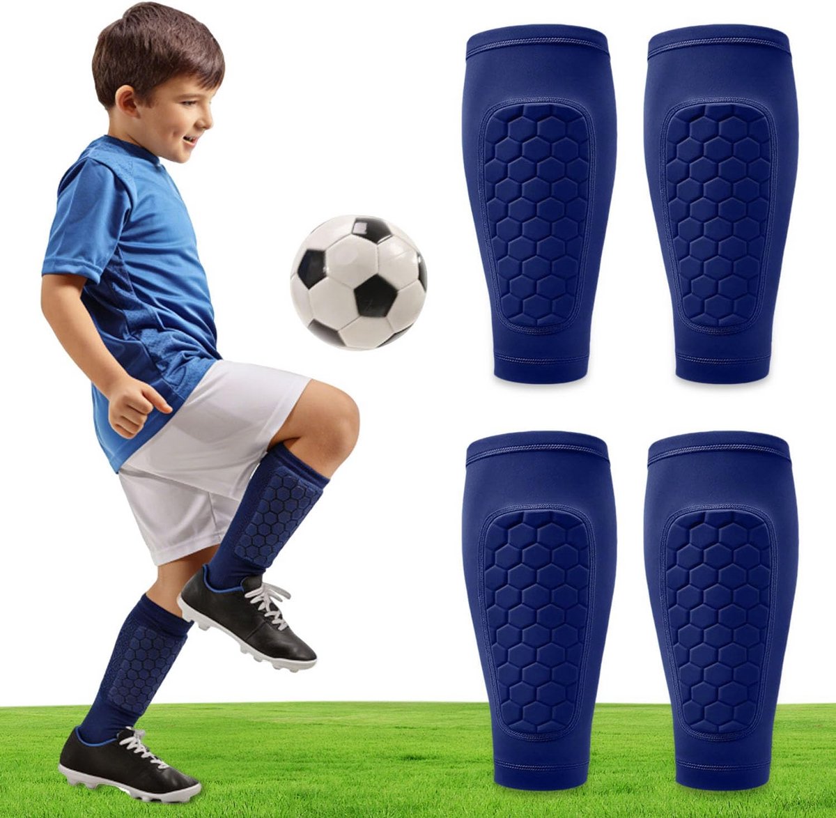 Scheenbeschermers Kinderen met Honingraat Pad - 2 Paren Voetbal Scheenbeschermers