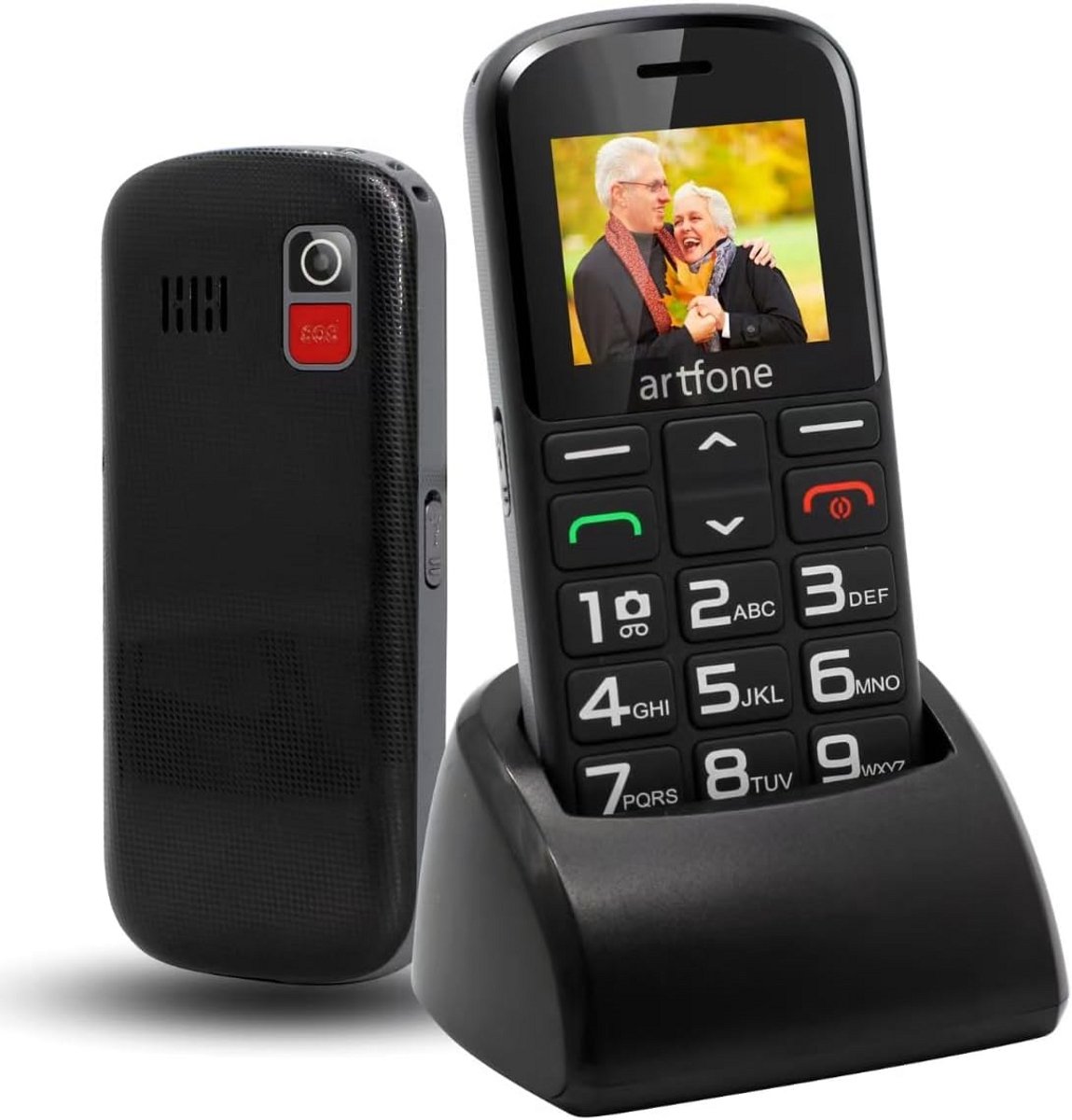 Senioren Mobiele Telefoon met Hoorn, SOS-knop en Laadstation