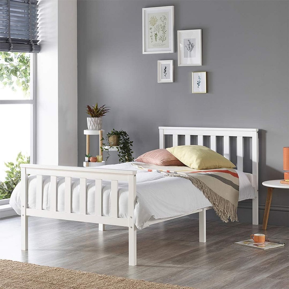 Massief Houten Eenpersoonsbed Wit Tijdloos Shaker Design Slaapkamerbed