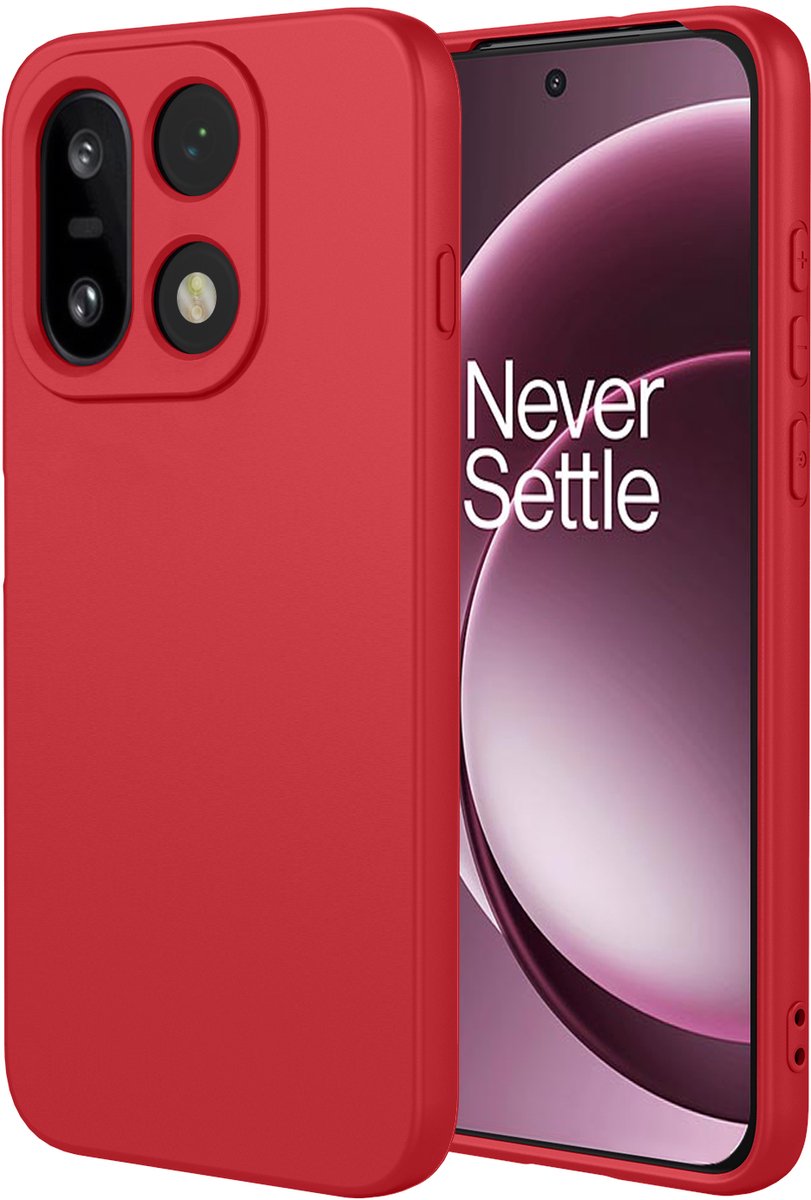 MobyDefend Hoesje - Geschikt voor OnePlus 15 - Matte Siliconen Backcover - Framboosrood