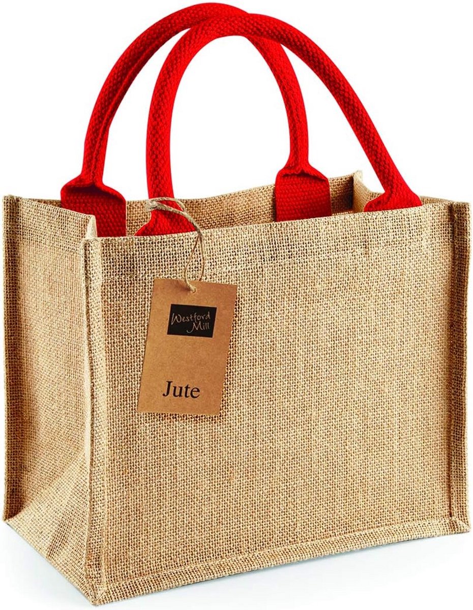 Jute Mini Geschenk Tas met Katoenen Handvatten - Boodschappentasje