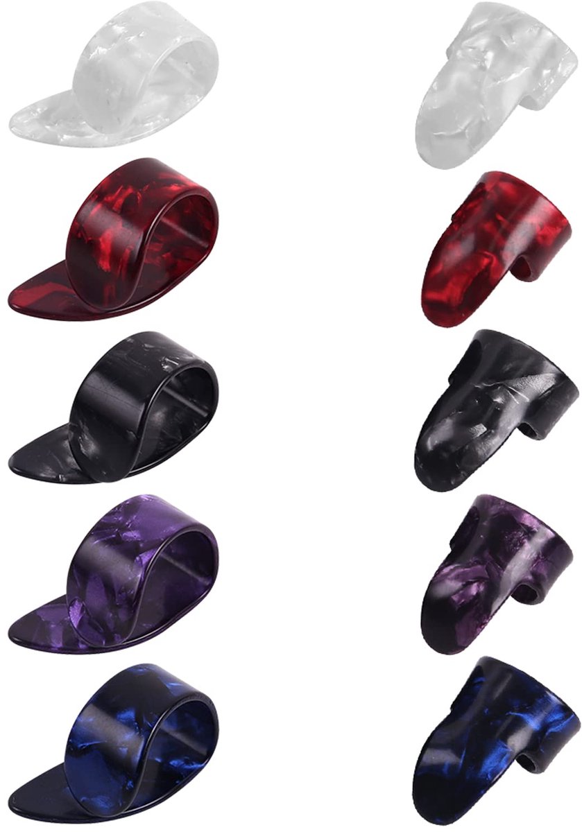 Set van 10 Duimplectrums en Vingerpicks voor Gitaar - Plastic Plectrum Set
