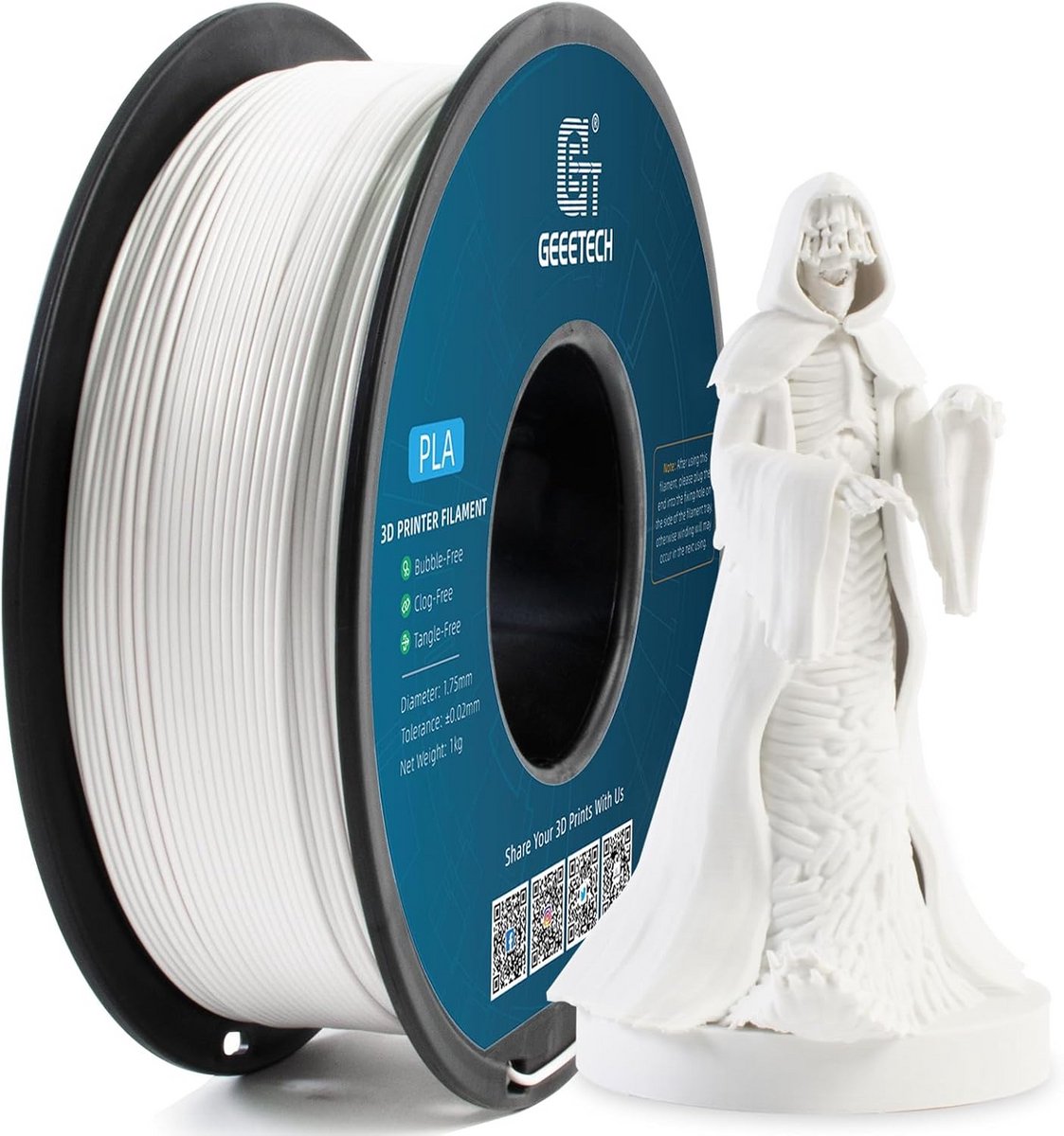 PLA 3D-printerfilament 1,75 mm Warm Wit 1 kg Spoel Hoge Precisie