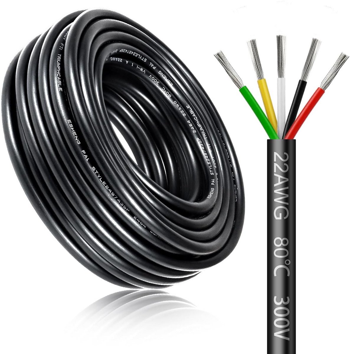 5 Meter Elektrakabel 3-aderig 0.5mm² Tinnen Koper Flexibel voor 5V/12V/24V Toepassingen