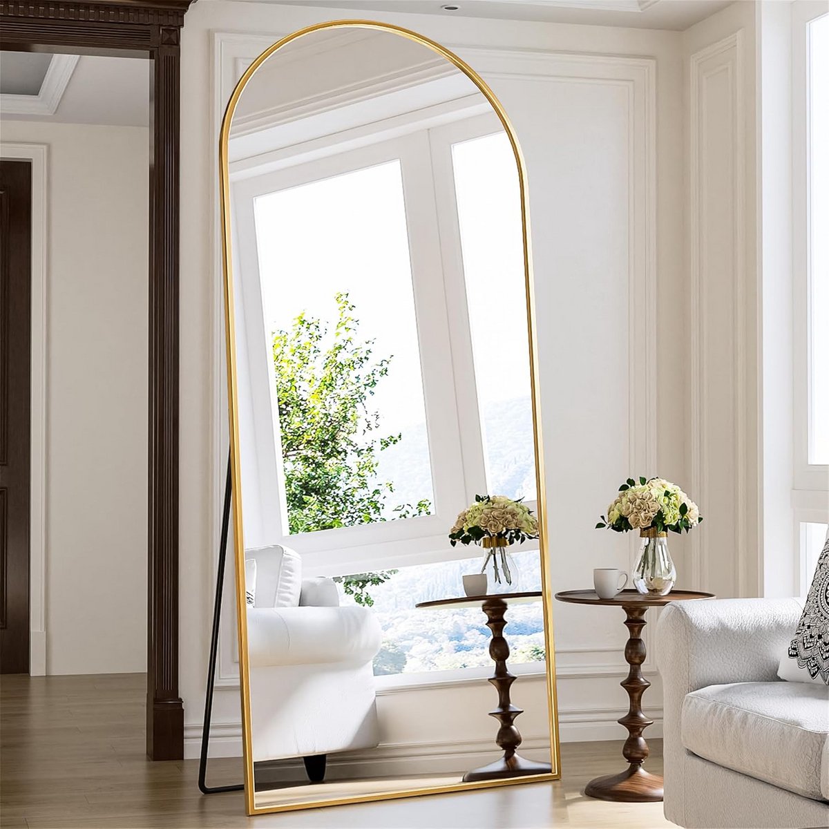 Gebogen Spiegels Volledige Lengte met Standaard (180x71 cm) - Grote Wandspiegel voor Slaapkamer en Woonkamer