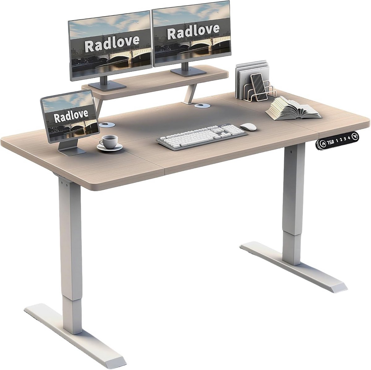 Elektrisch In Hoogte Verstelbaar Bureau 160 x 76 cm met Monitorstandaard en Lade