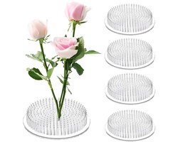Ynkkvre - Kenzan - Bloemschikker - Bloemkikker - Ikebana - 4 stuks - Transparant plastic - Met 3 zuignappen - Compact (7 cm) - Voor bloemschikken en plantendecoratie