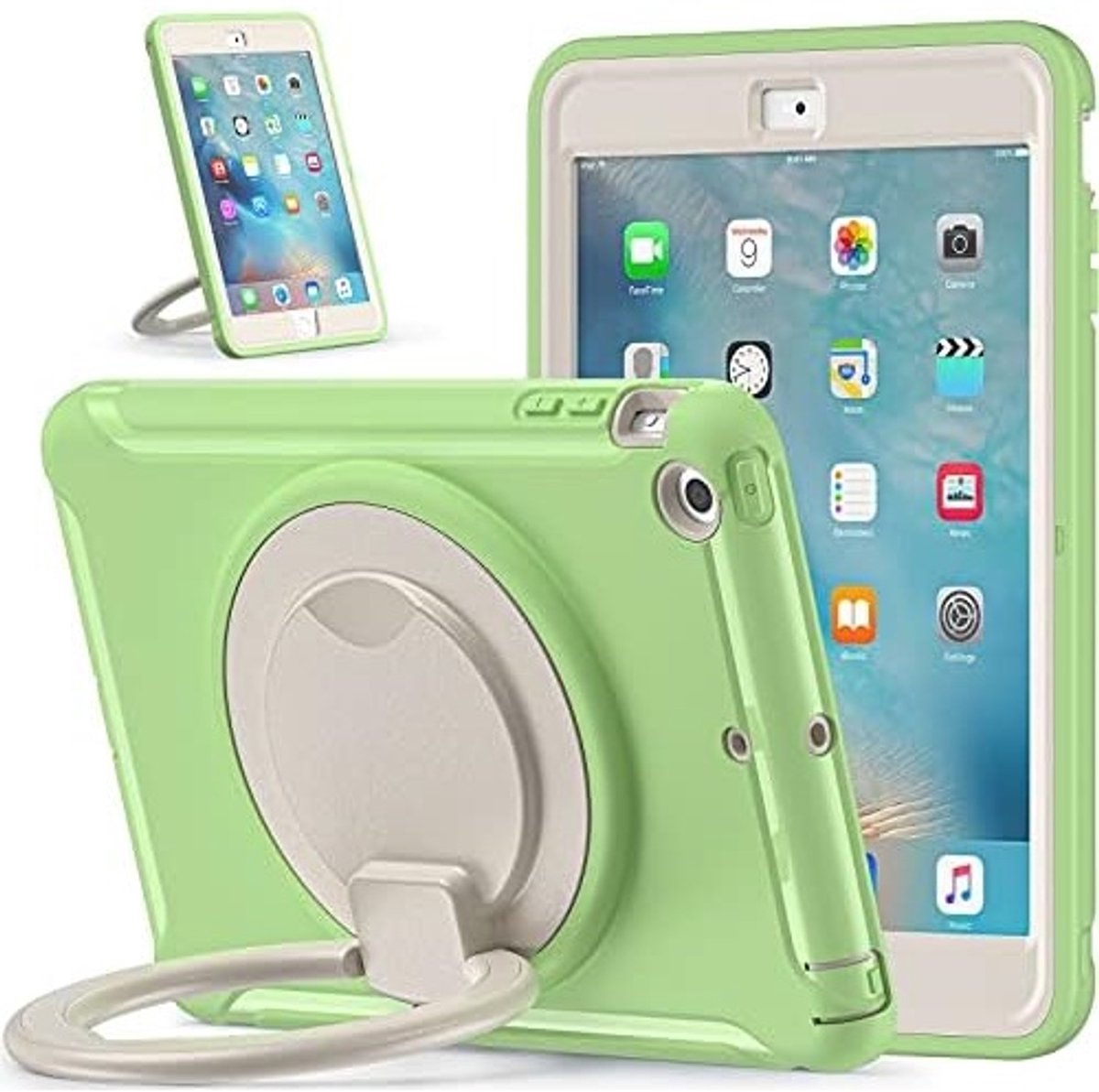 iPad Mini 4/5 Platte Beschermhoes met Displaybescherming - Anti-Val, Lichtgewicht - Matcha Groen