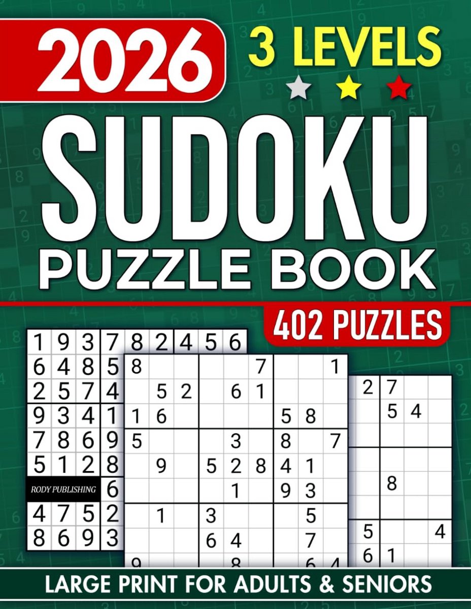 Sudoku Puzzelboek met 402 Niveaus: Eenvoudig tot Moeilijk voor Volwassenen en Senioren