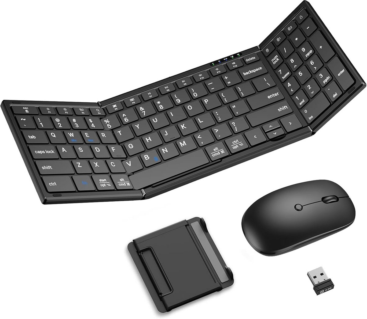 Draadloos Opvouwbaar Toetsenbord en Muis Combo met Bluetooth en 2.4G