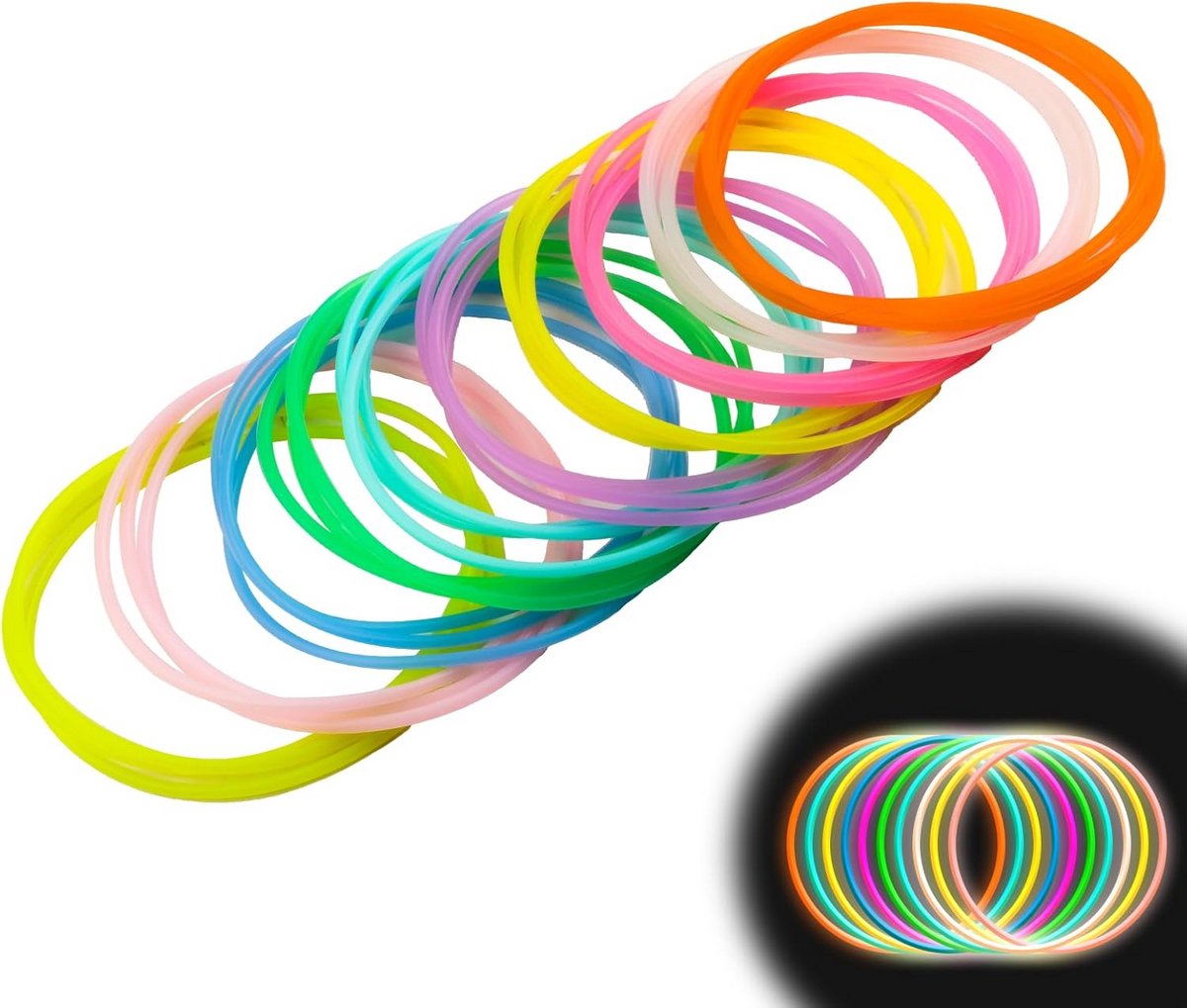 30 Lichtgevende Siliconen Armbandjes - Vriendschapsbandjes in 10 Kleuren