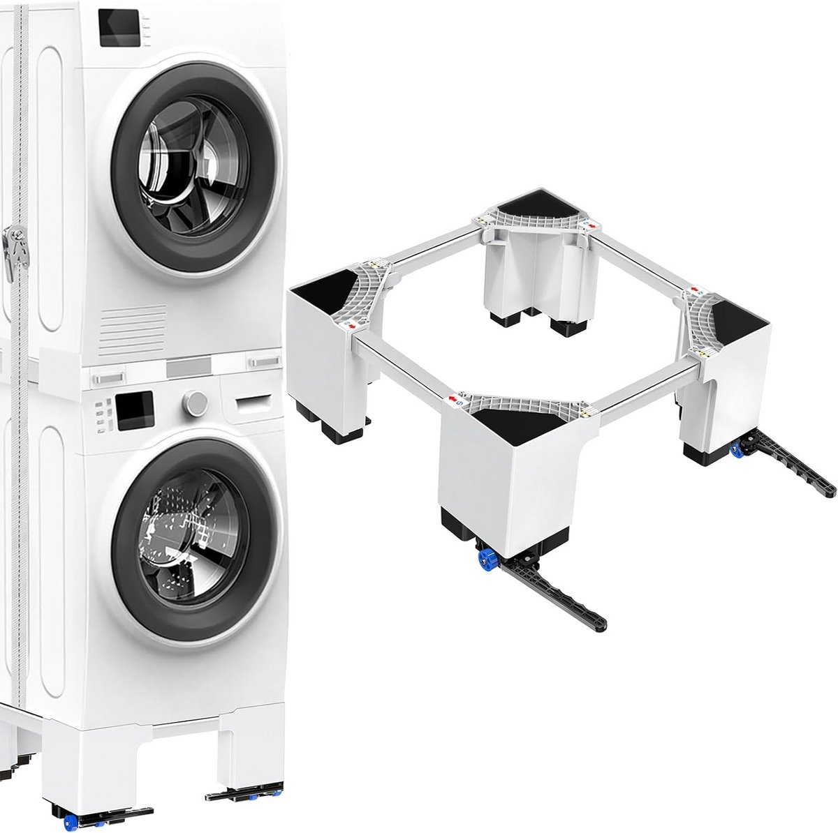 Verstelbare Wasmachine & Droger Basis met Wielen en Anti-Vibratie Functie