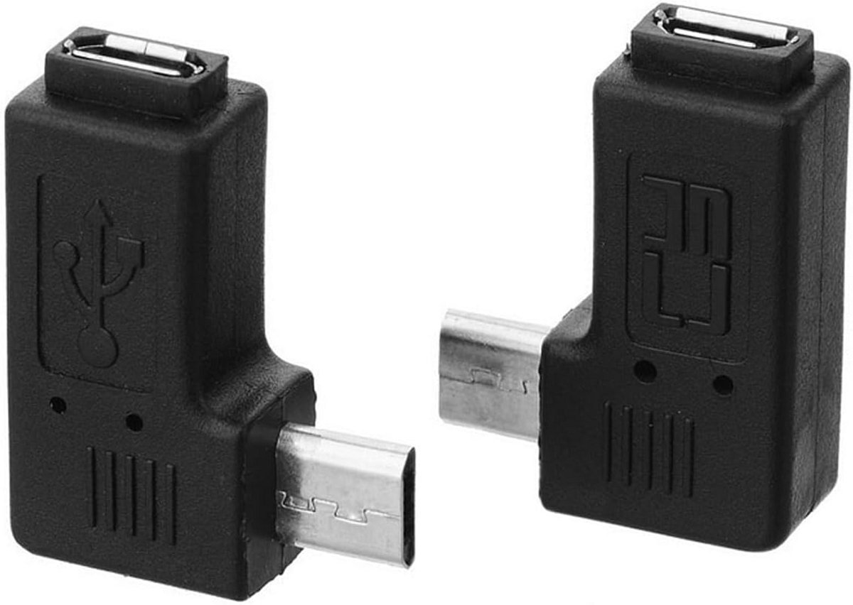 Micro USB 2.0 Adapter Man-Vrouw 90 Graden Hoek (2 Stuks)