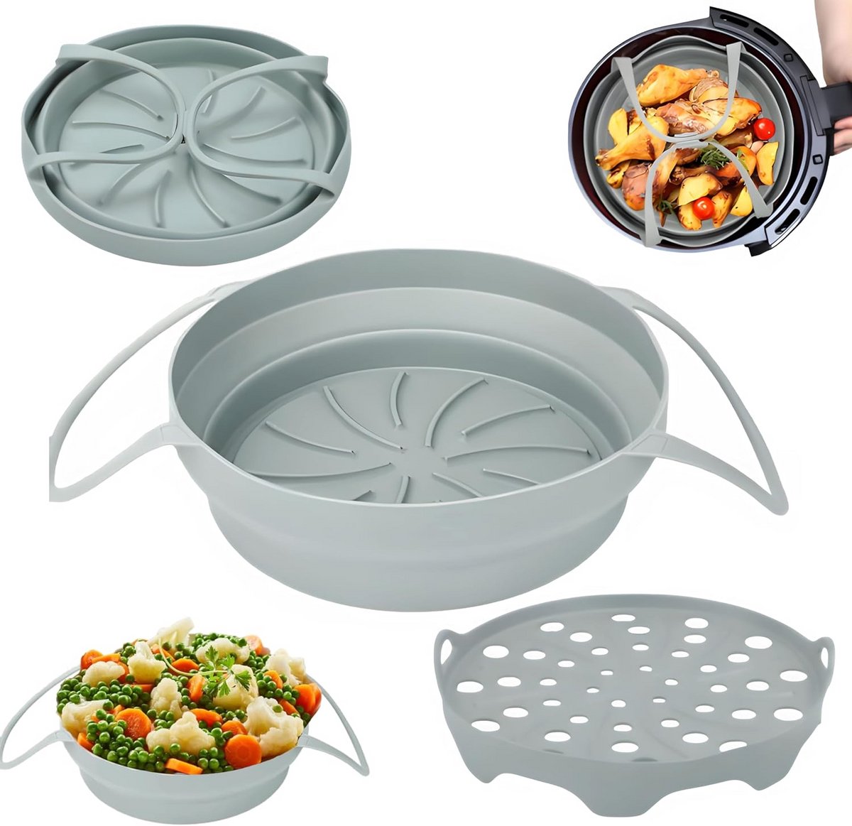 2 Stuks Siliconen Vorm voor Luchtfriteuse met Siliconenmat - Airfryer Accessoires
