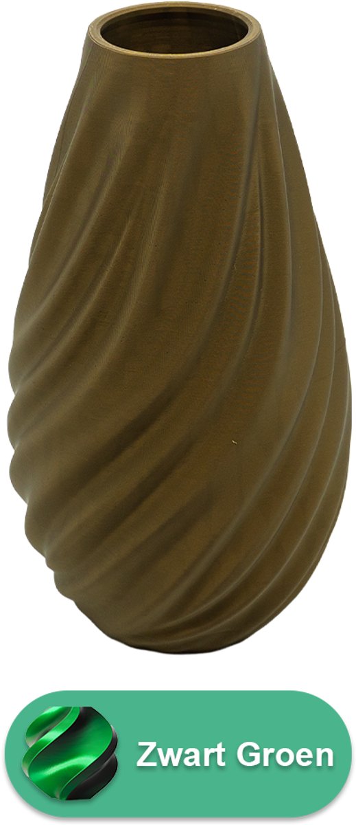 Lovora Lunaris moderne vaas – Decoratieve vaas - Zwart / Groen - 3d geprinte vaas – geschikt voor droogbloemen - 20CM