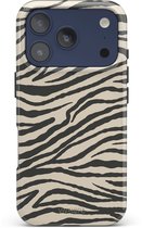 VivaLora Tough Telefoonhoesje iPhone 17 Pro met MagSafe - Wild Lines Zebra Print - 2-in-1 Phone Case - Hard Case & Siliconen Backcover - Extra Bescherming - Shockproof Cover - Zwart/Wit Zebraprint