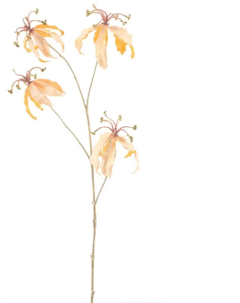 Buitengewoon Boet Gloriosa lily spray ardesio geel 85 cm kunstbloem Buitengewoon de Boet