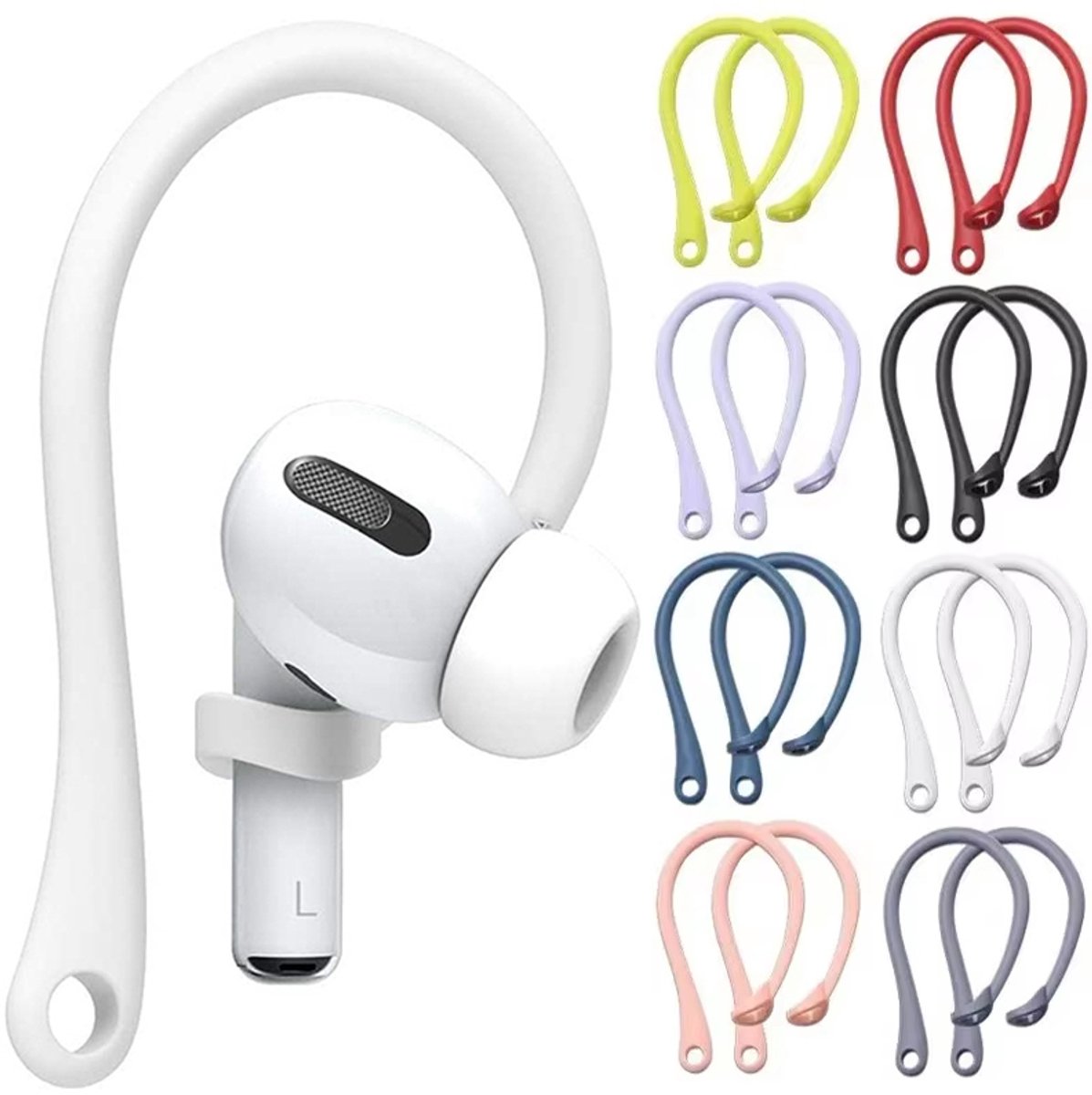 Oorhaakjes geschikt voor AirPods - Airpod houders - Oorhanger - Airpods niet kwijtraken - Sporten met oortjes - Ear hooks - Siliconen - Wit - 1 paar - Jonyx