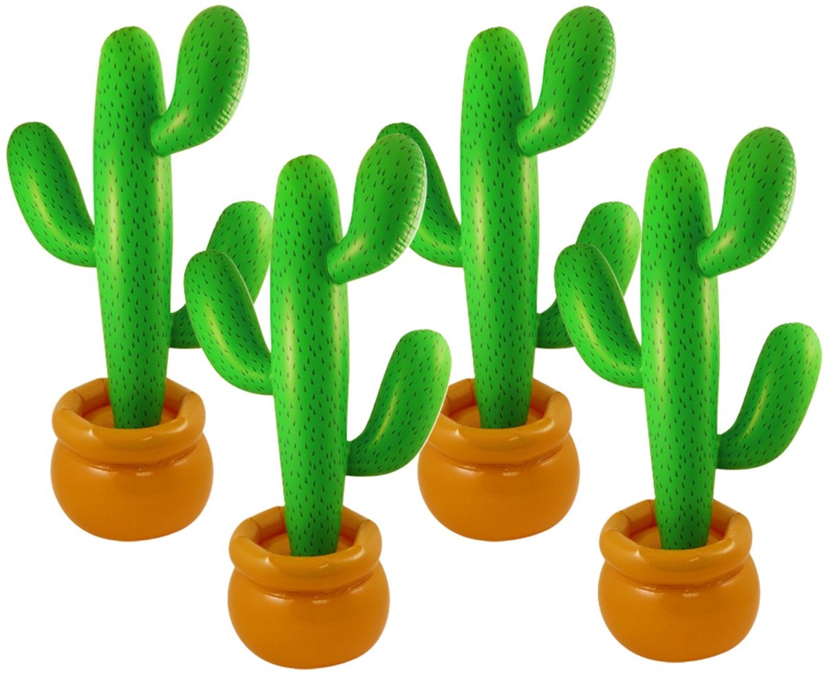 Opblaasbare cactus - 4x stuks - 87 cm - feest versiering - Mexico of Tropische Hawaii thema - PVC