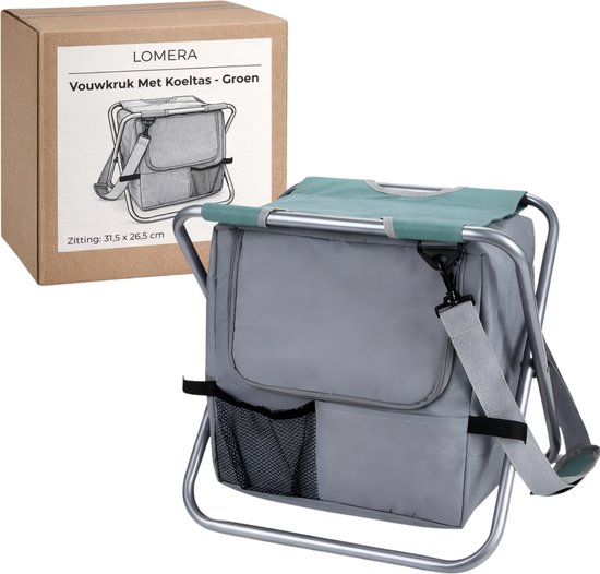 Lomera Vouwkruk met Koeltas - Vouwkruk met Koelbox - Vouwkrukje met Koeltas - Visstoel met Koeltas - Vissersstoel met Koeltas - Viskrukje met Koeltas - Campingkruk met Koeltas - Camping Krukje met Koeltas van Lomera — afbeelding 4