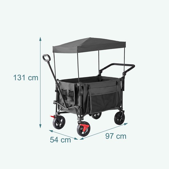 Bolderkar - grijs - 54x131x97 cm - opvouwbaar van Merkloos — afbeelding 2
