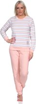 Lange badstof damespyjama's, pyjama's met een gestreepte look en een ijskristalmotief
