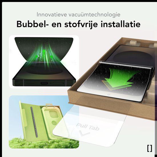 Telefoon met screenprotector, bestand tegen een val van 1,8m en 20.000 buigtesten.