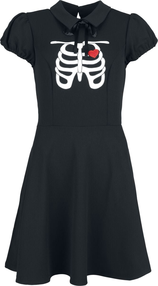 Hell Bunny Skeleton Girl Dress Dames Mini-jurk - zwart - M