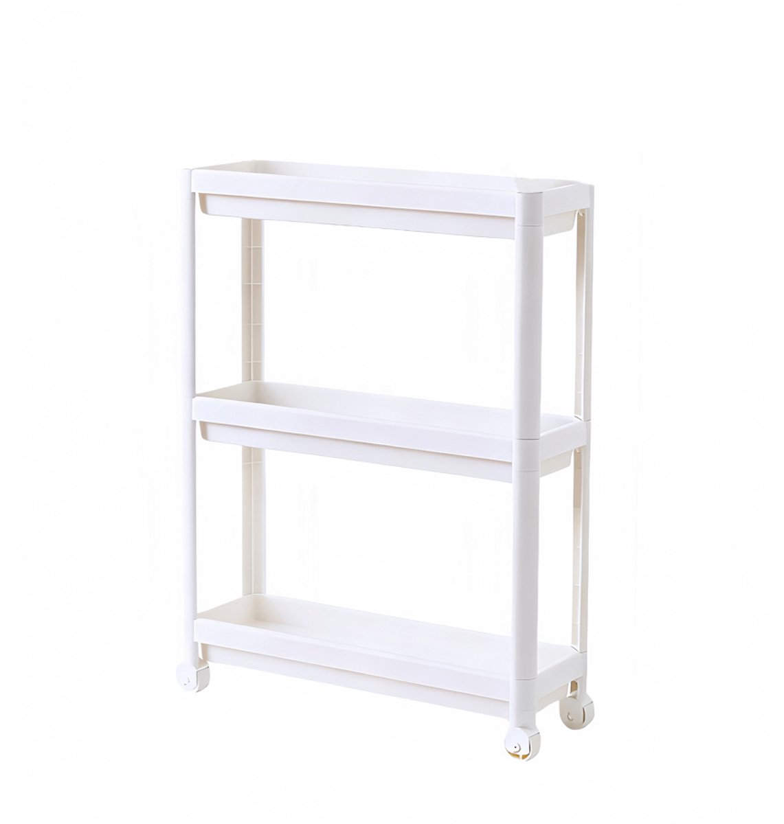 Decopatent - Smal Keukenrek opbergrek 3 laags op Wieltjes met Vakken - Smalle kast - Keukentrolley met wielen - Badkamer - Nisrek - Afm: 44 x 17 x 70 Cm