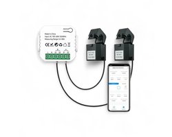 Energiemeter | 2 klemmen, 80A, WiFi 2.4GHz | Tuya Smart Life app | Geschikt voor zonnepanelen | Wit