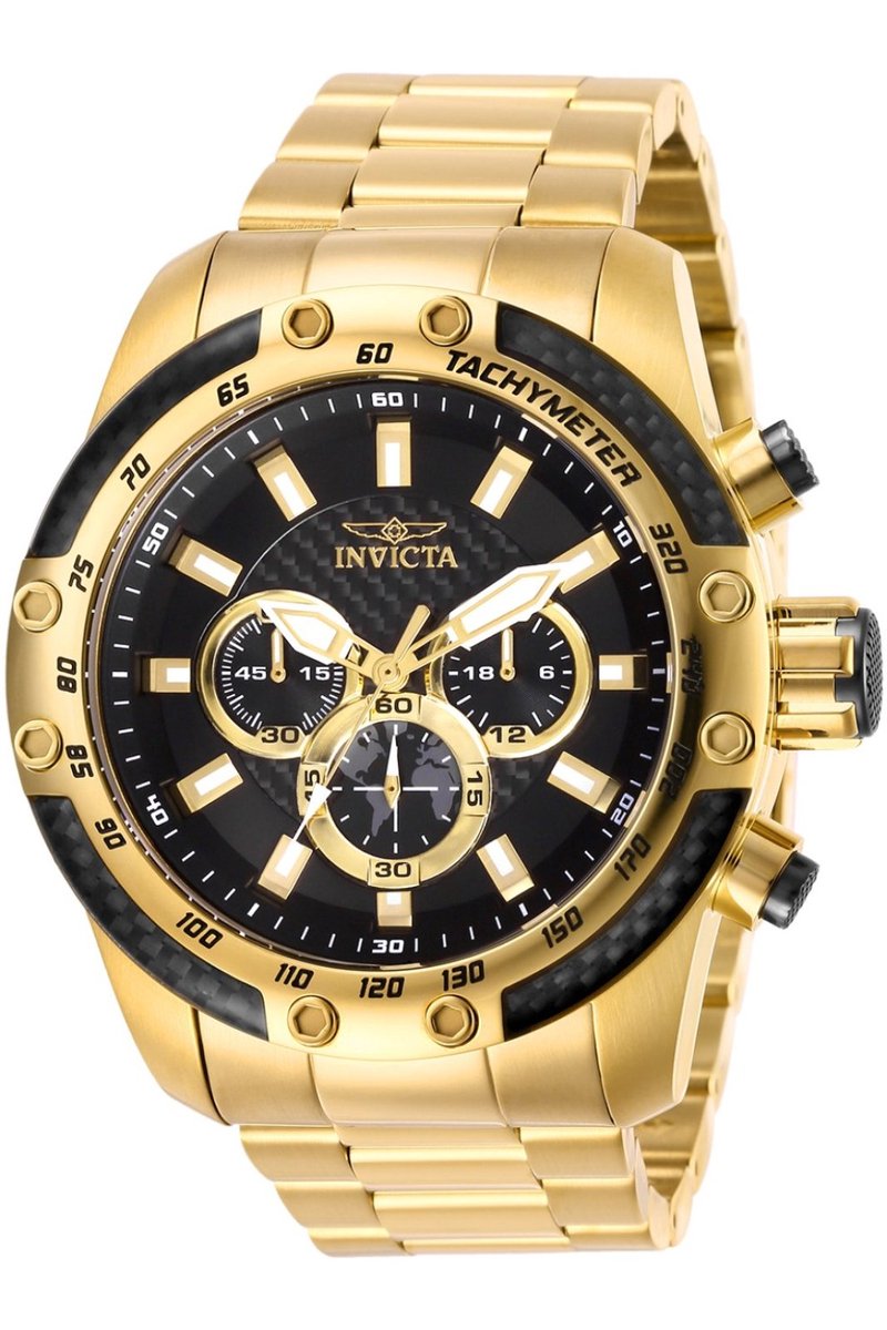 Invicta Speedway 28658 Heren Horloge - Waterdicht - Analoog - Quartz Uurwerk - Roestvrij Staal met zwarte Wijzerplaat - 50mm