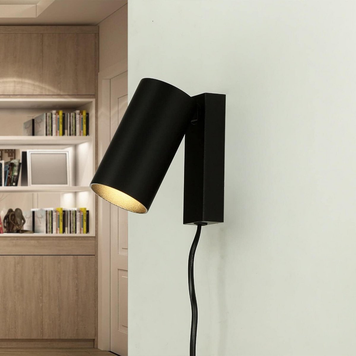 Zwarte Verstelbare Wandlamp met Schakelaar voor Slaapkamer en Hal