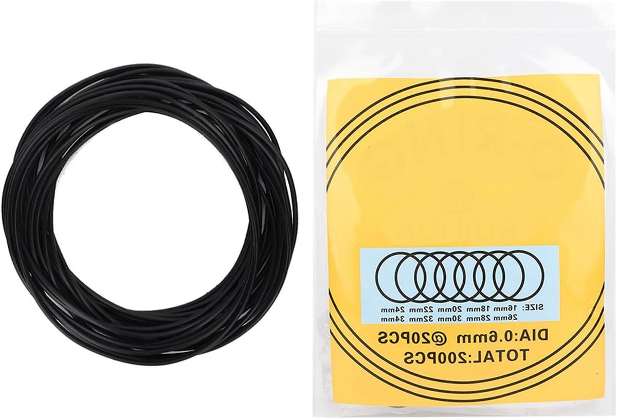 Allecto - Waterdicht Reparatiegereedschap - Horlogepakking - Zwart - Horlogemaker - O-ring - Waterdichte Ring - Geschikt voor Horloge Reparaties - 200 Stuks - 0.6mm