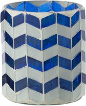J-Line kaarshouder - glas - blauw/wit - small - 2 stuks