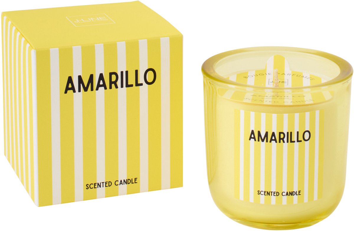 J-Line geurkaars Amarillo - Citrus Sense - polyresin - was/geel - large