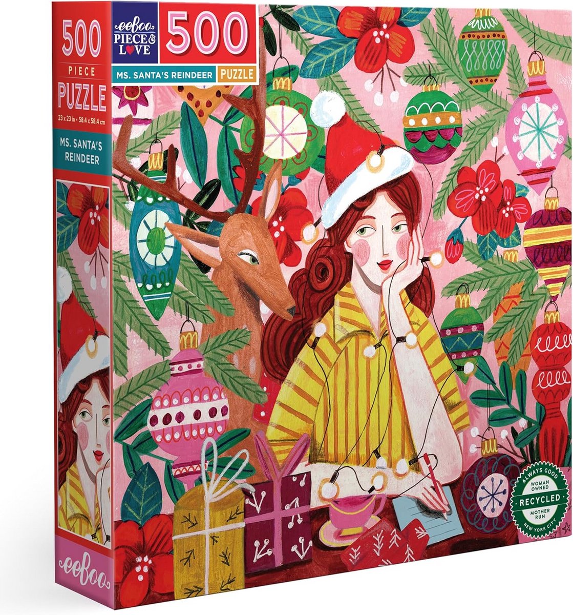 500 Stuks Vierkante Puzzel met Kerstthema en Rendier Kunstwerk
