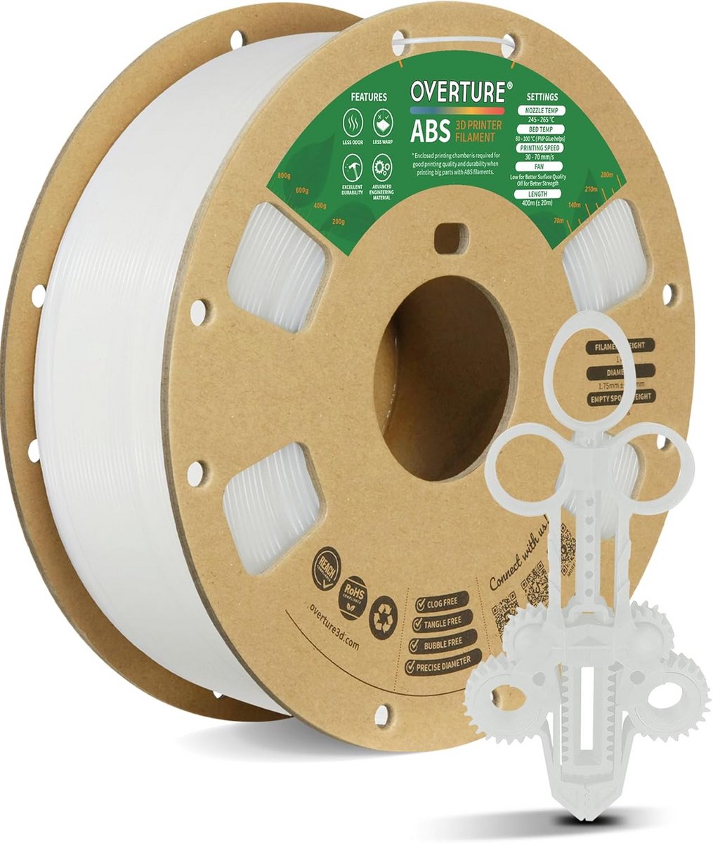 ABS 3D Printer Filament 1.75mm 1KG Spoel voor FDM Printers +/- 0.02mm Precisie
