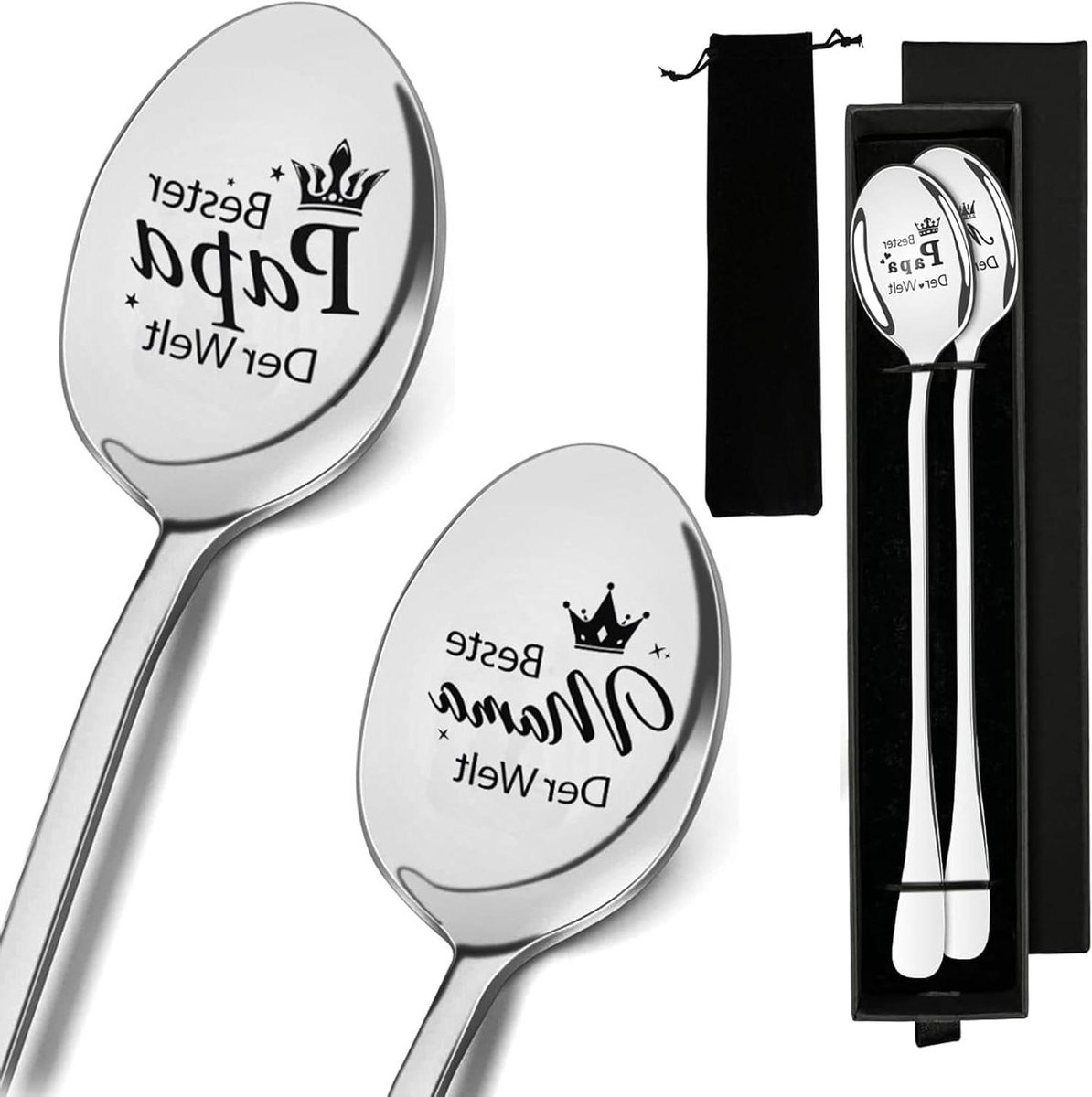 Sleutelhanger Lepels met Gravure, Vaderdag Cadeau, Paasgeschenken voor Ouders
